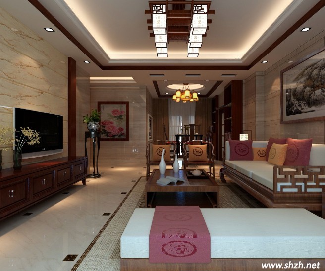 別墅裝修  中式風(fēng)格 簡約